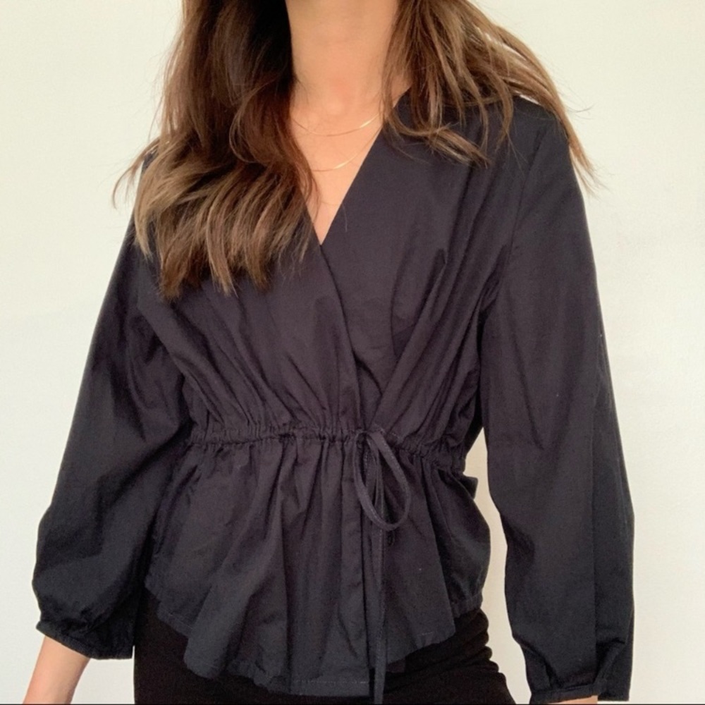 Oak + Fort Black Wrap Top
